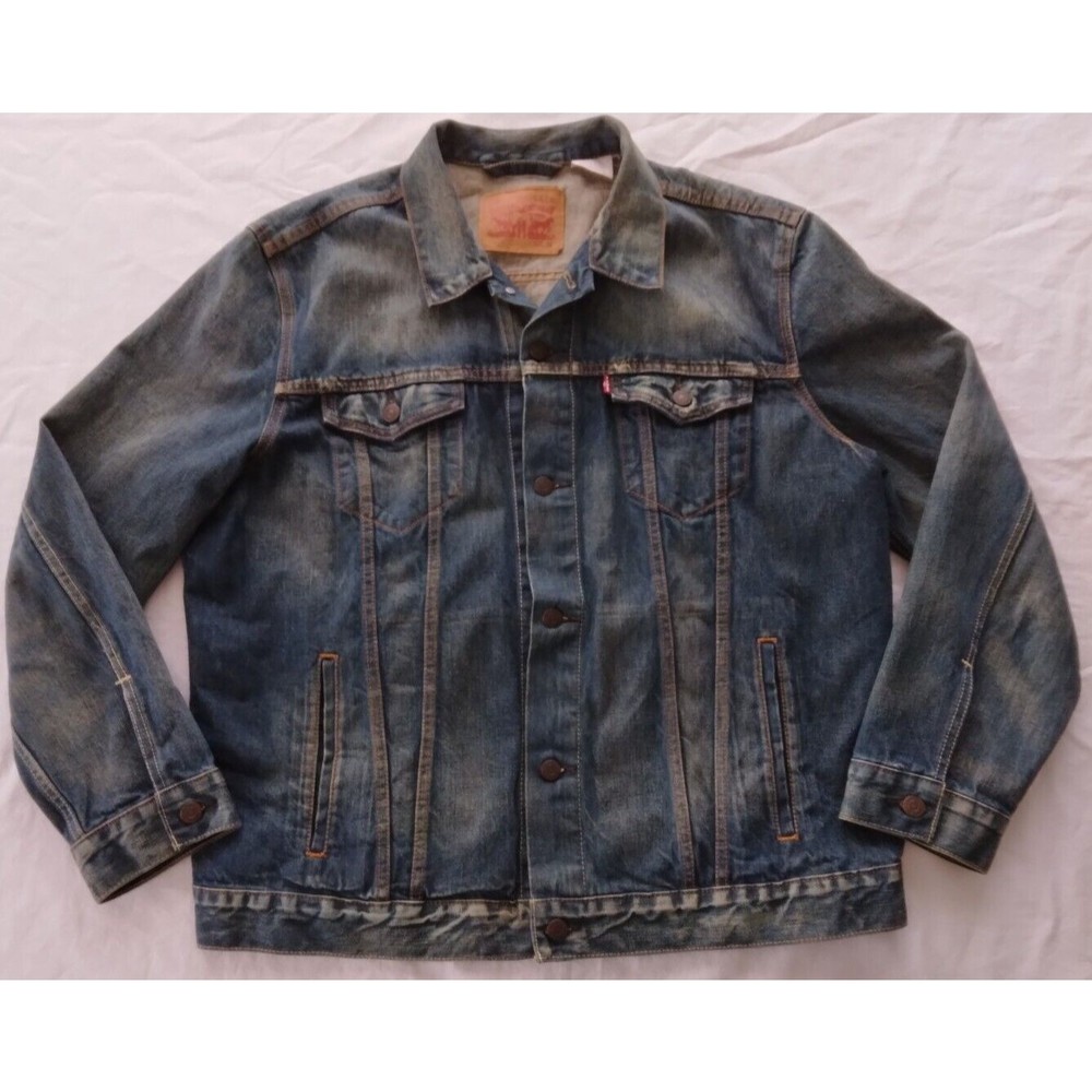 Levi Strauss & Co Denim Jean Jacket Trucker Blue Button Down Mens Size XL